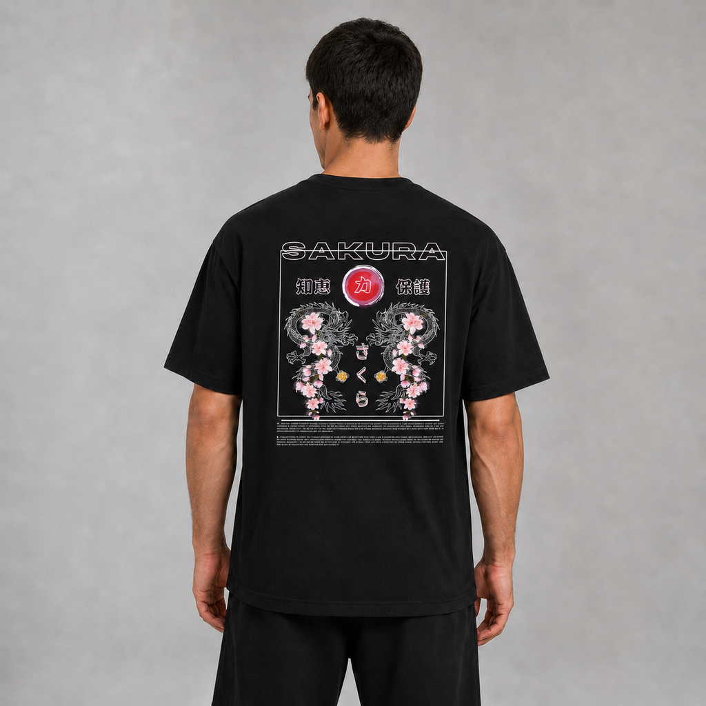 Sakura Blossom - Black T-shirt