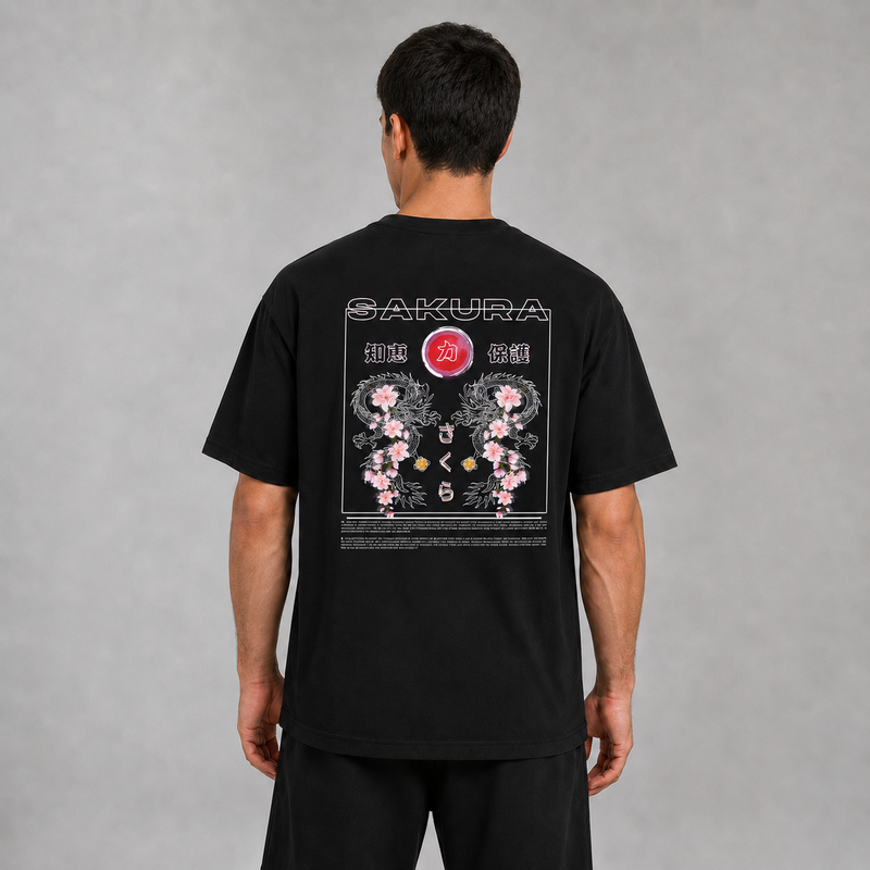 Sakura Blossom - Black T-shirt
