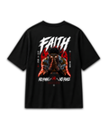 Back view of the black Gyomei Himejima Faith T-shirt with large character artwork inspired by Demon Slayer