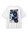 Back view of the white Inosuke Beast Breathing T-shirt with large character artwork inspired by Demon Slayer