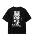 Back view of black Mahoraga Divine Shikigami graphic T-shirt inspired by Jujutsu Kaisen