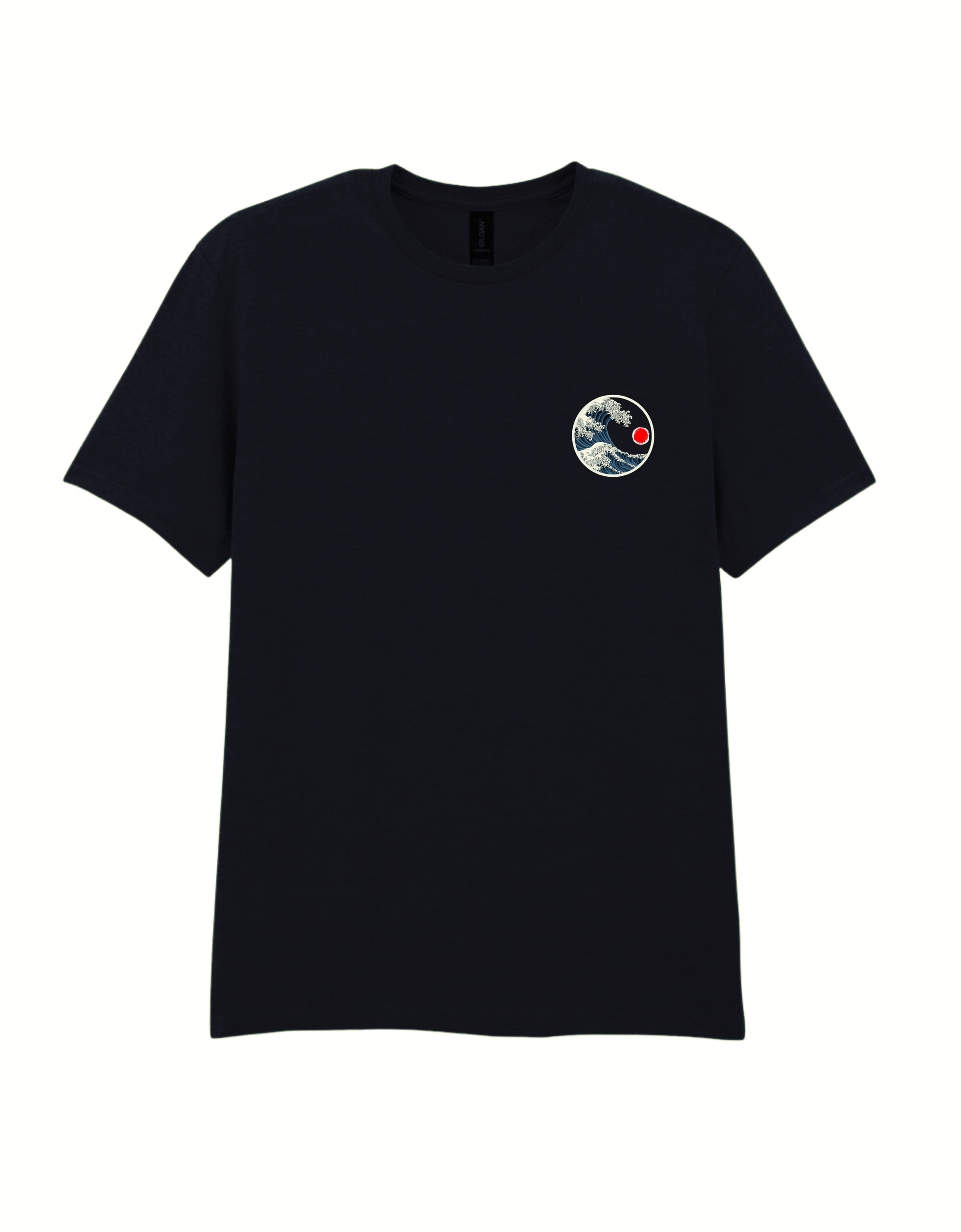 Glitched Kanagawa - Black T-shirt