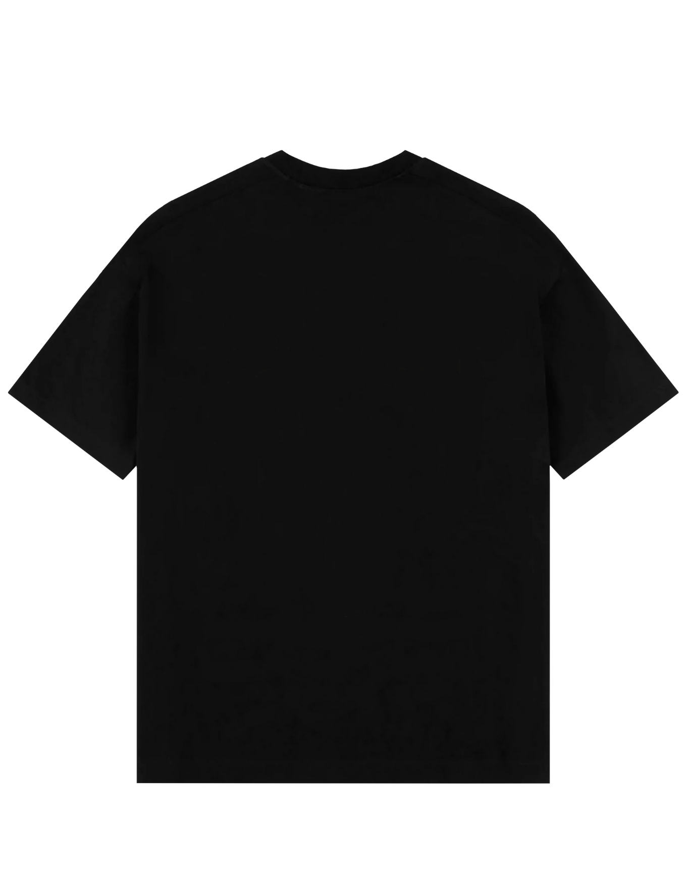 Back view of plain black oversized T-shirt with no visible design or print.


