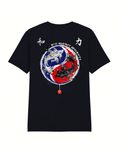 Back view of the black Koi Path T-shirt with two koi in a yin-yang design